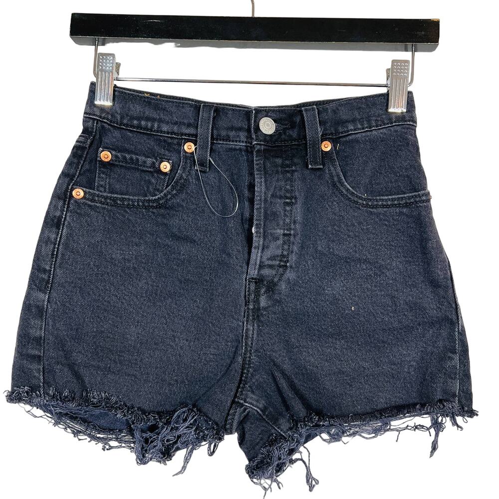NEW! RE/DONE Levi Strauss Selvedge Denim Button Fly Ribcage Shorts Black - 24